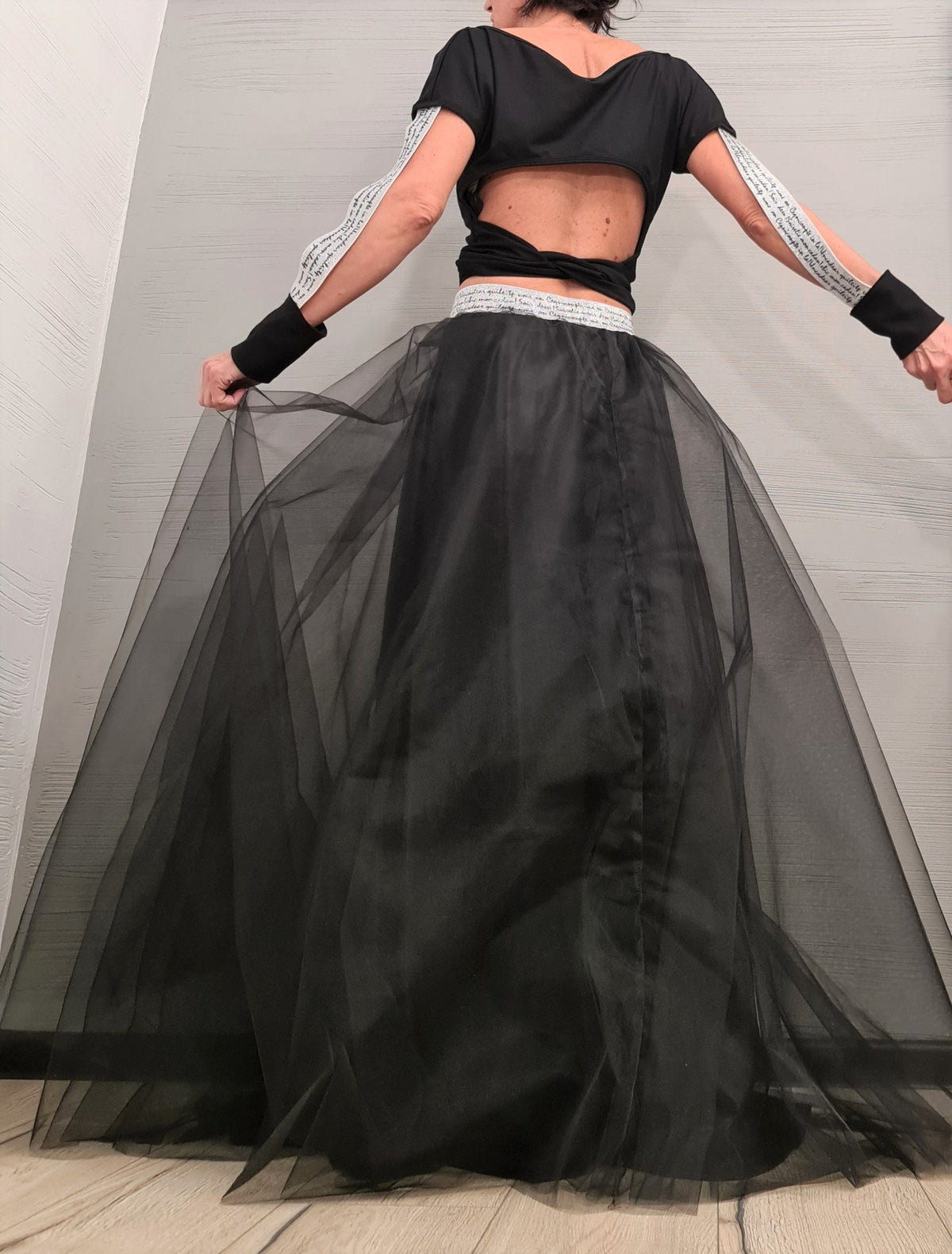 Gothic Tulle Skirt Set, Blouse and Long Skirt, Women's Cocktail Costume