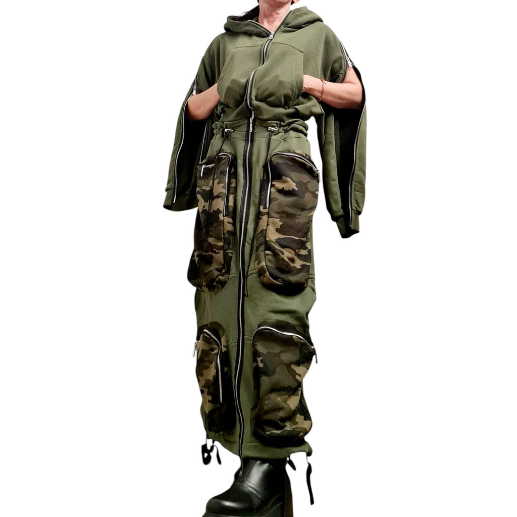Cargo Military Maxi Skirt Camo Pockets | Avant Garde Women’s Combat Fashion