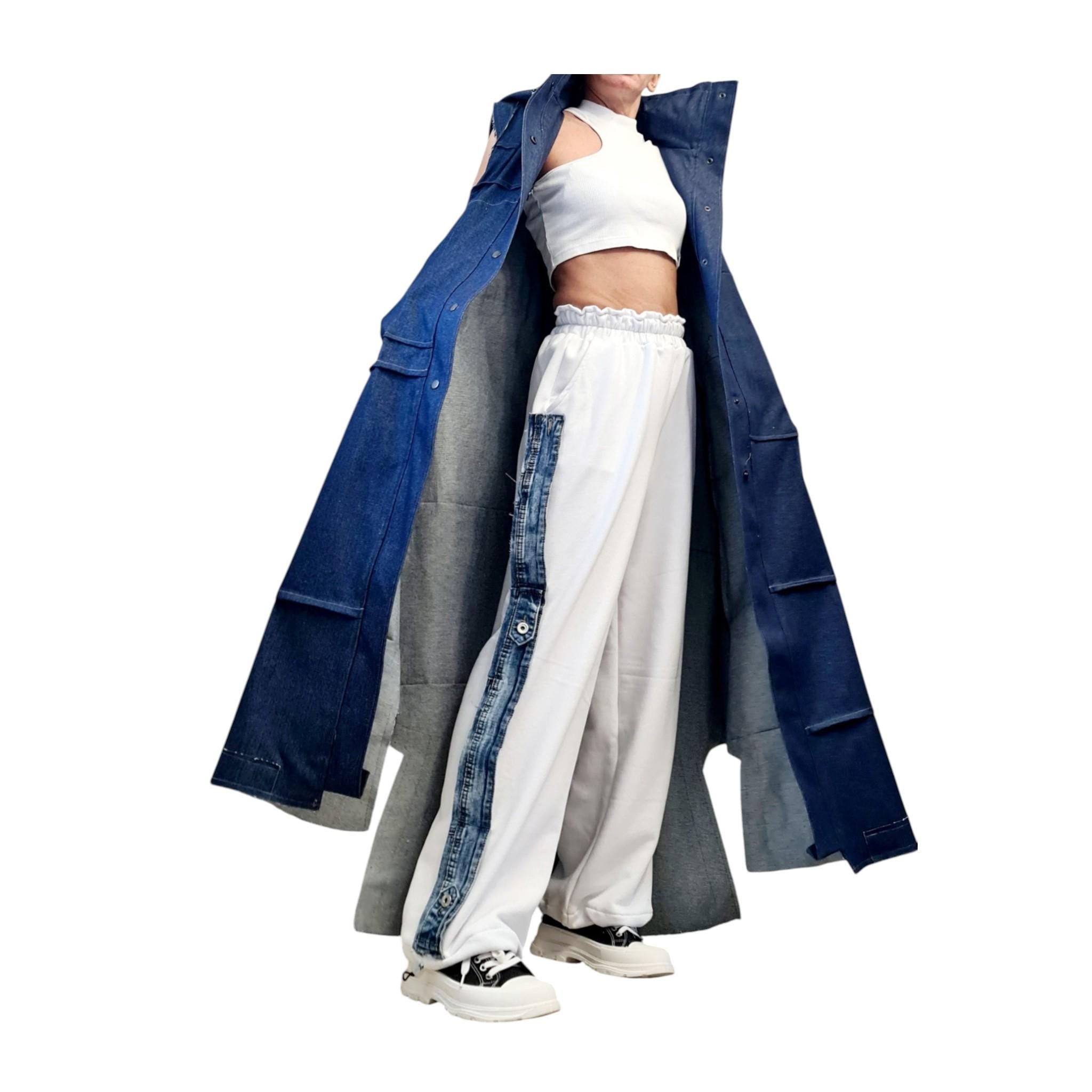 New collection Denim Hooded Vest, Extravagant Long loose Vest, Avant Garde Asymmetric Vest, Sleeveless, DRESSSHOESCODE