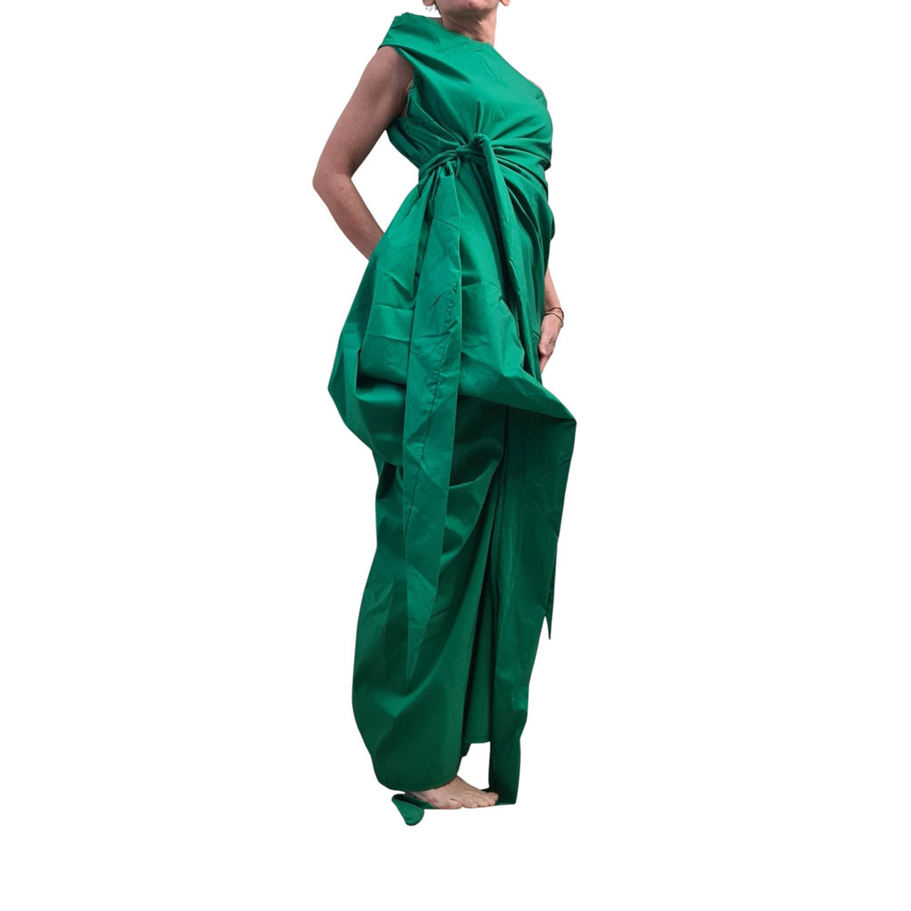 Emerald Green Long Dress | Asymmetric Body Contour Silhouette | fashion for women | avant garde
