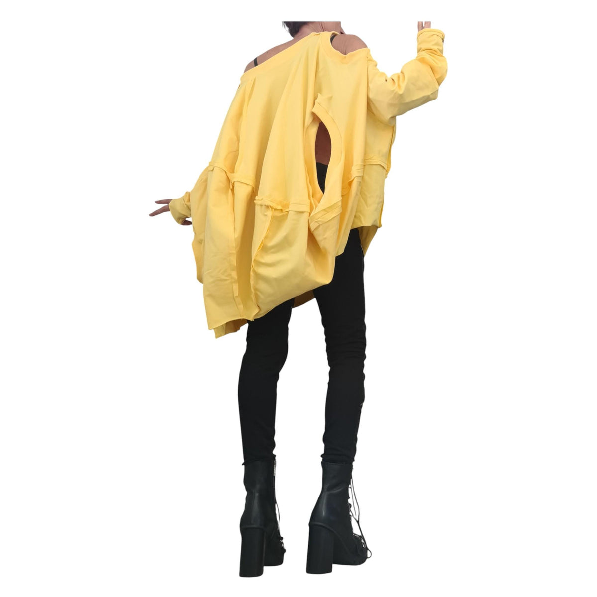 Yellow Cotton Tunic for Women | Oversized Asymmetrical Blouse | Statement Top