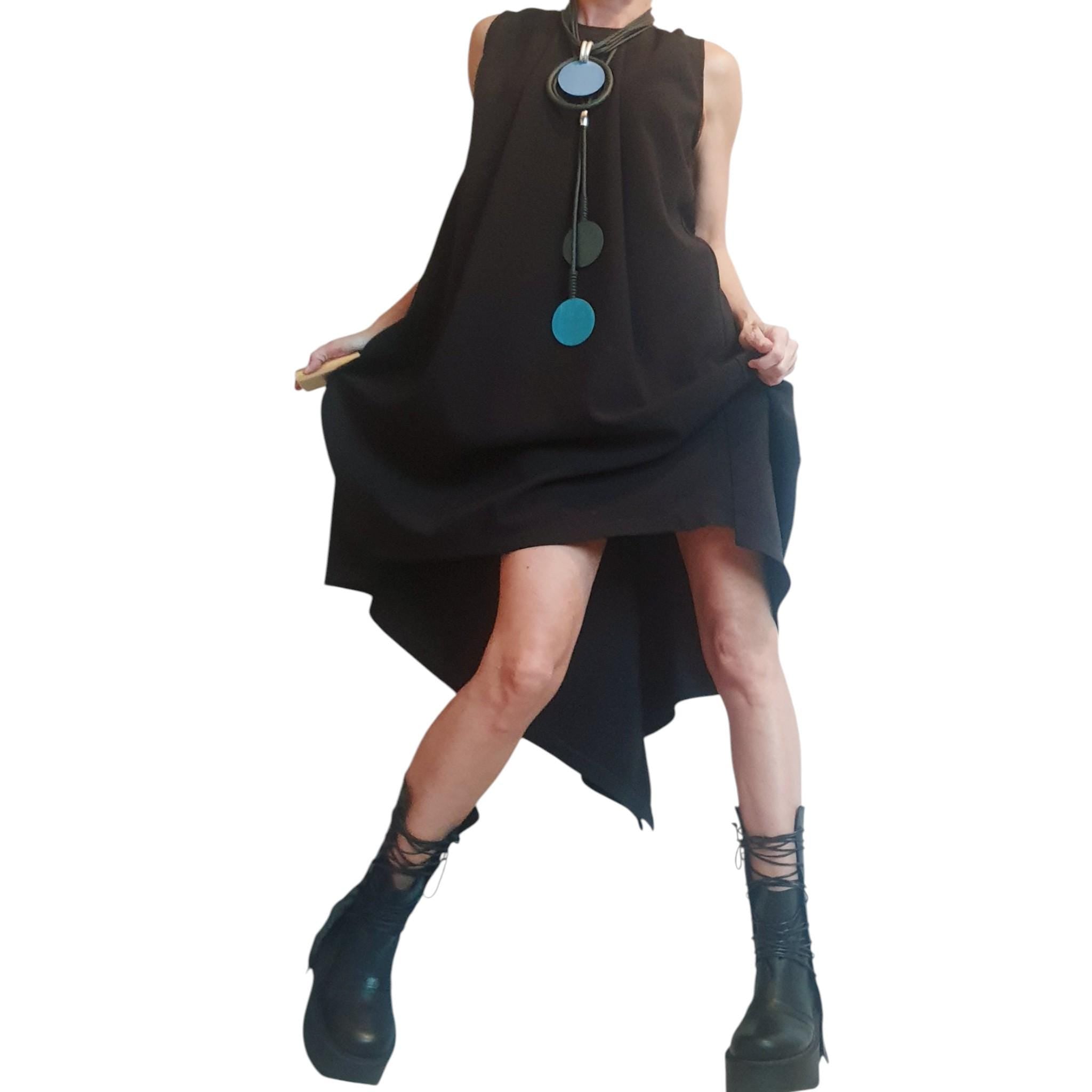 Asymmetric Dress, Cocktail Dress, Black Extravagant Dress, Avant Garde Dress, Sleeveless Dress, Futuristic Dress, Sexy Dress,