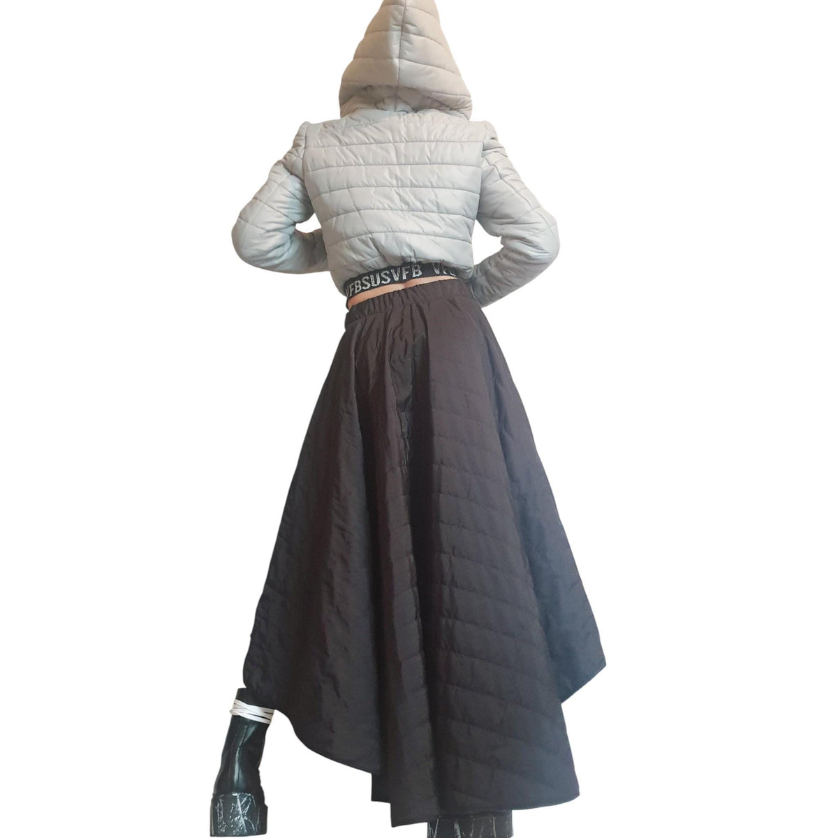 Cropped Hooded Puffer Jacket, Oversized Big Hood Bomber, Quilted Winter Outerwear