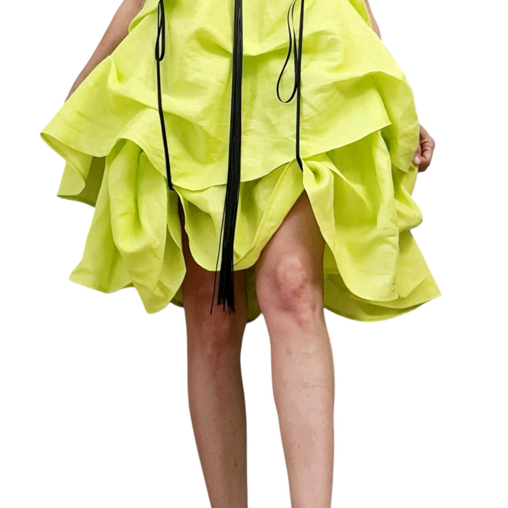 White Linen High Low Skirt, Asymmetric Convertible Dress