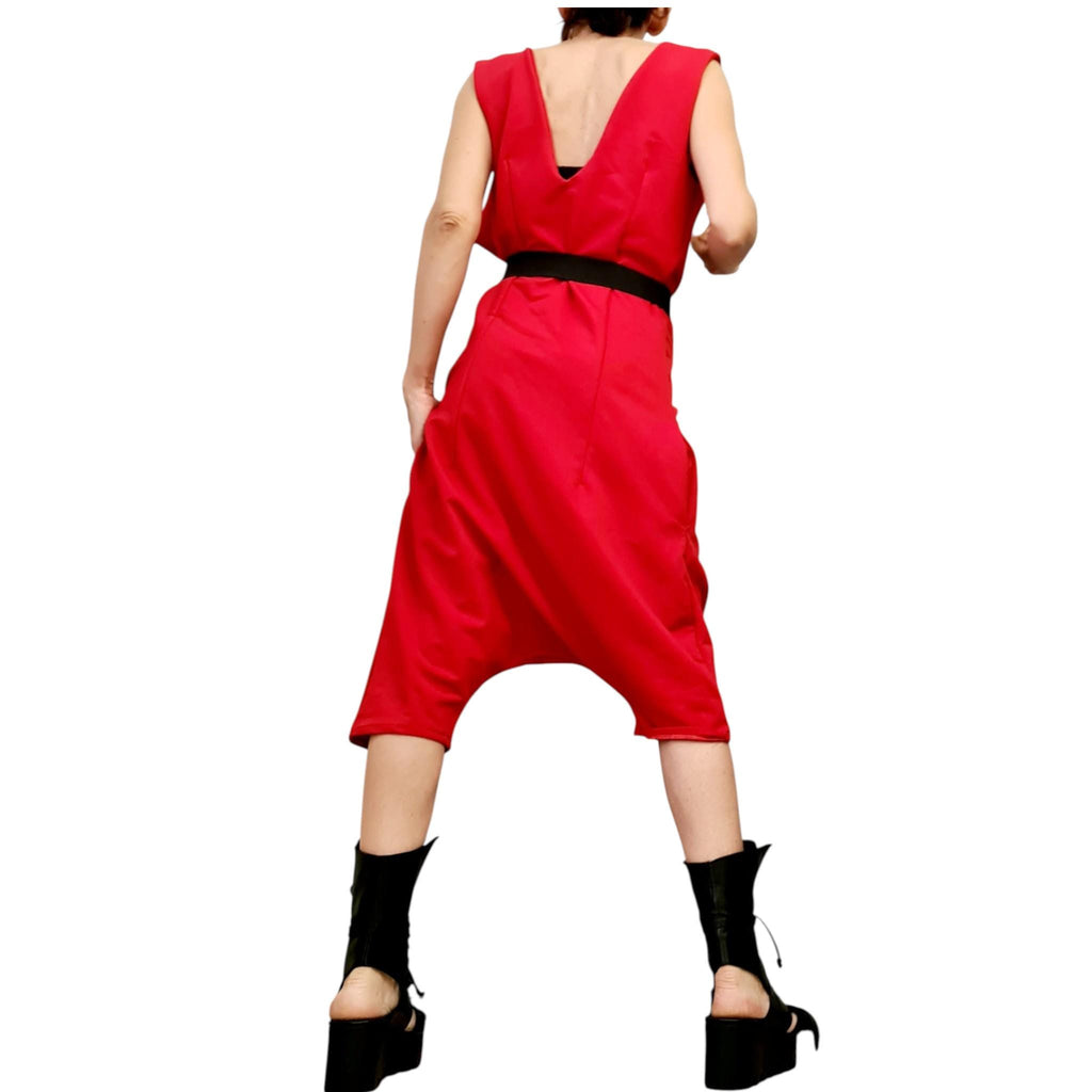 Asymmetric Cotton Harem Jumpsuit, Extravagant Loose Women Overall