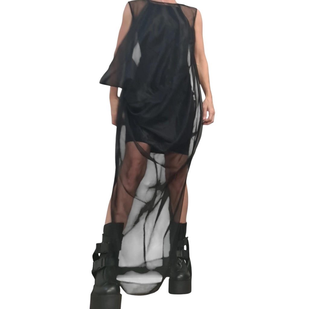 Black Cotton Mini Dress, Sheer Mesh Maxi Tunic, Layered Two-Piece Co-Ord Set, Plus Size