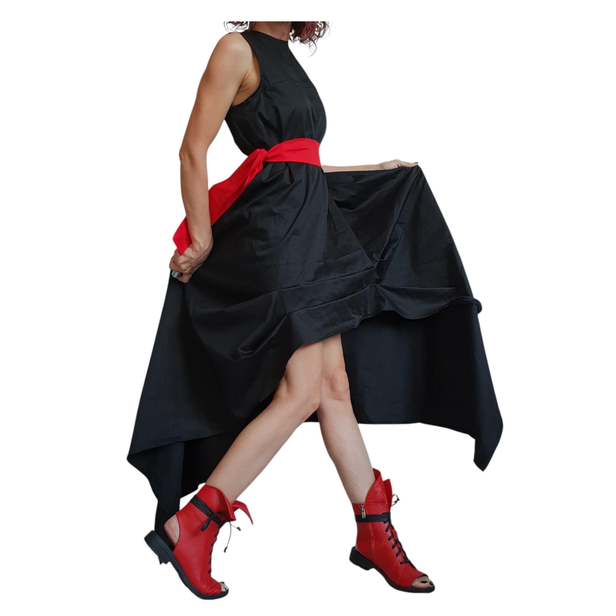 Asymmetric Dress, Black Loose Dress, Extravagant Dress, Sleeveless Dress, Long Short Dress, Plus Size Dress, Gothic Dress