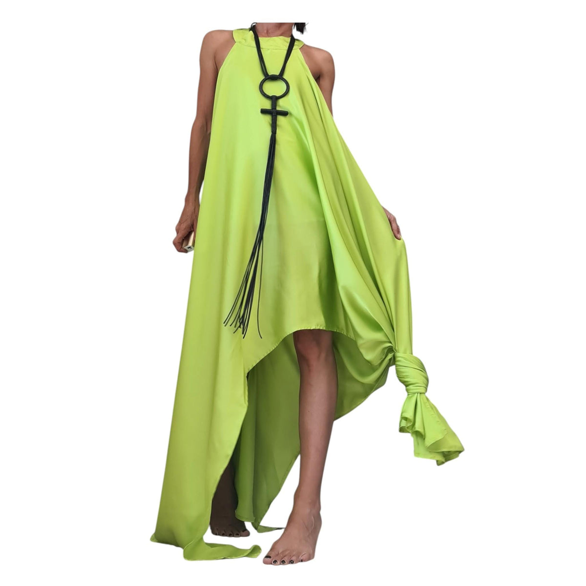 Asymmetric Satin Sleeveless Long Short Party Wedding Dress