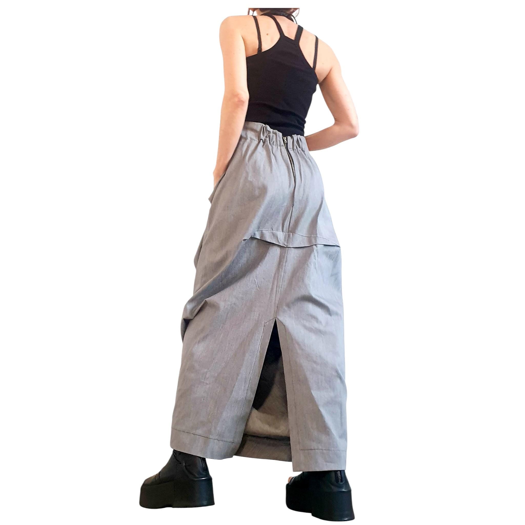 Asymmetric Wrap Maxi Skirt, Gothic A-Line Cocktail Skirt