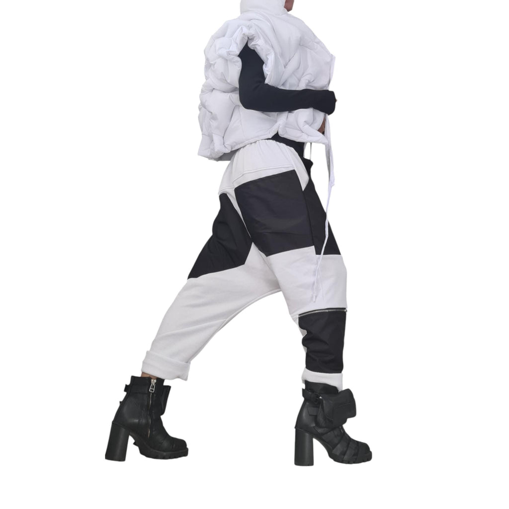 White Ruched Puffer Jacket, Oversized Sleeveless Winter Coat, Quilted Plus Size Vest
