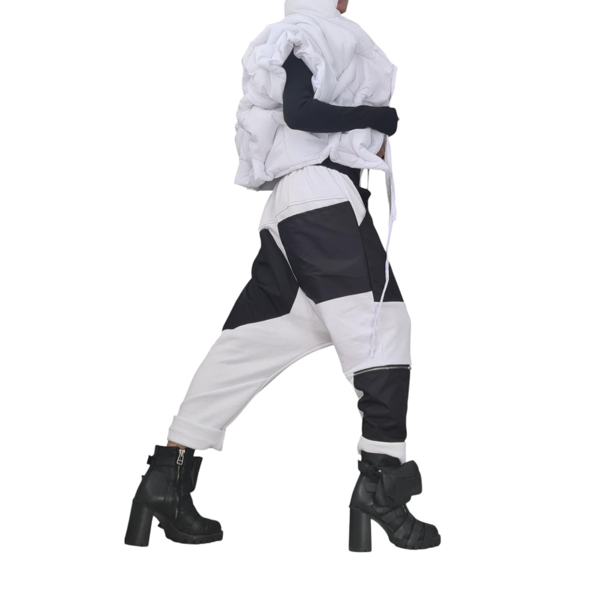 White Ruched Puffer Jacket, Oversized Sleeveless Winter Coat, Quilted Plus Size Vest