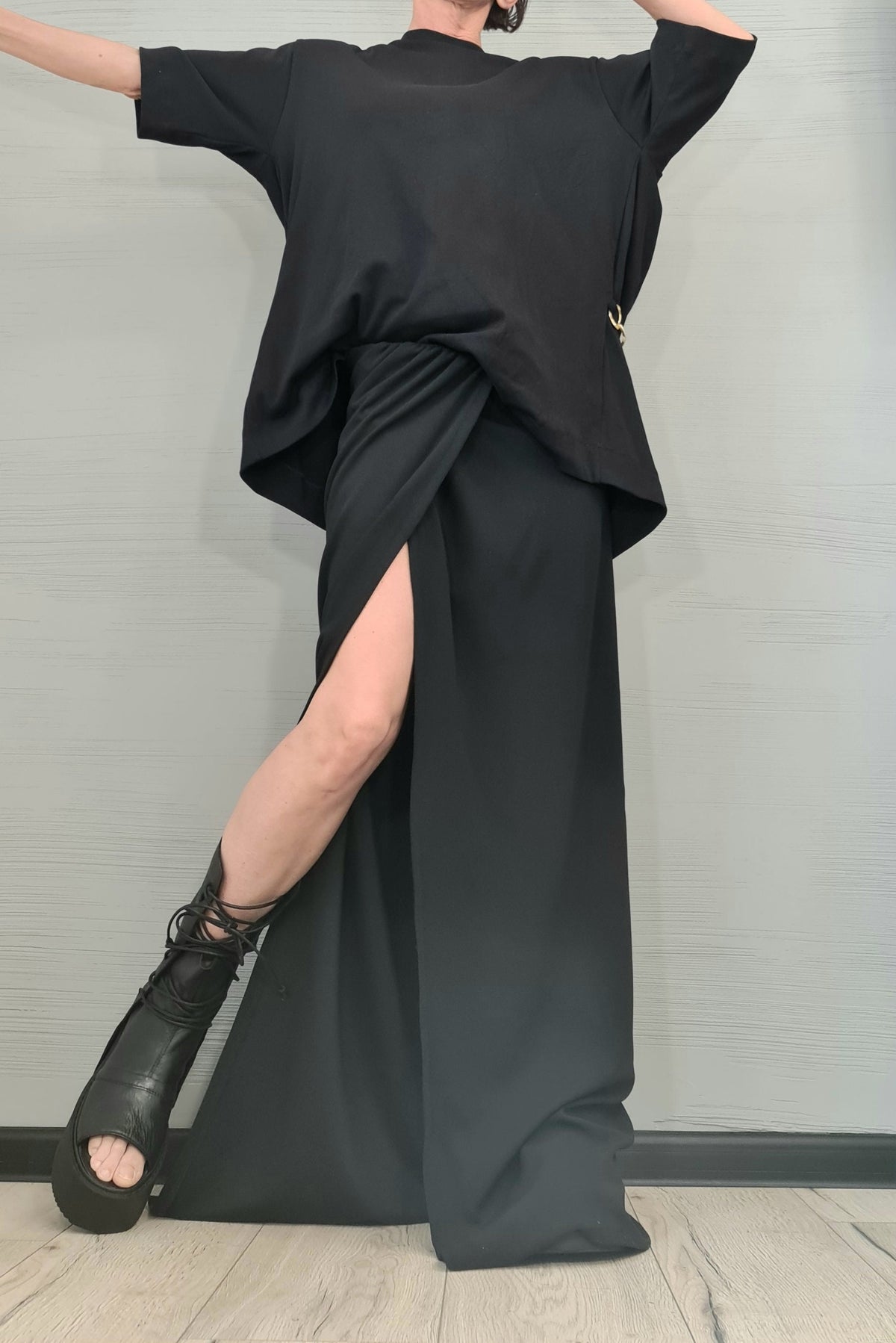Asymmetrical Tunic Blouse, Avant Garde Deconstructed Top, Open Back Cotton Shirt