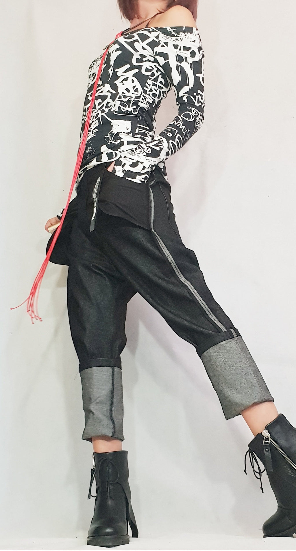 Denim Wide Leg Pants, Extravagant Style, External Pockets