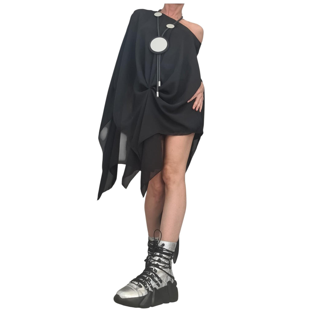 Plus Size Cocktail Dress: Asymmetric Tulle - Sleeveless, Elegant Fit