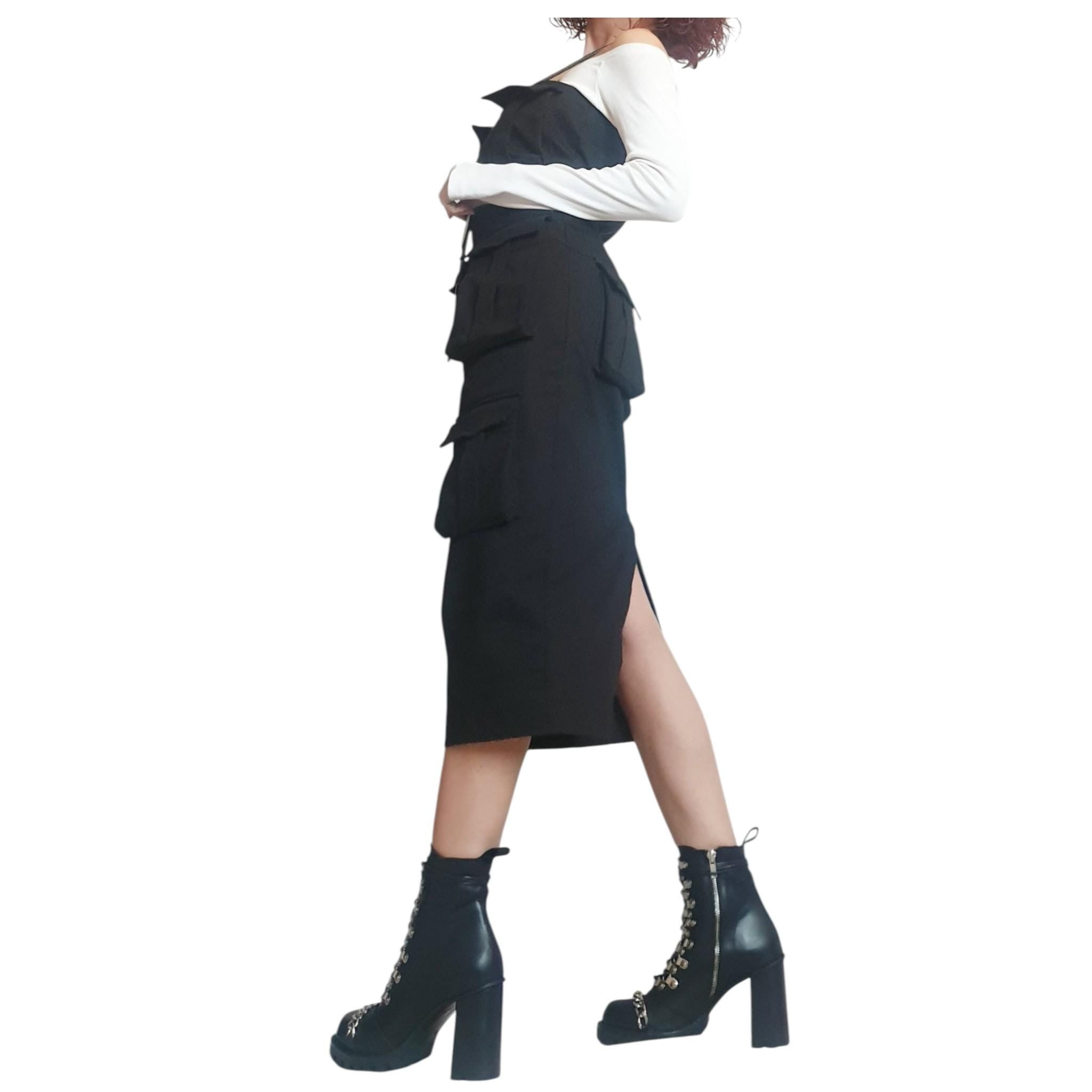 Extravagant Black Denim Рocket Dress, Gothic Dress, Asymmetric Cocktail Fit Dress,