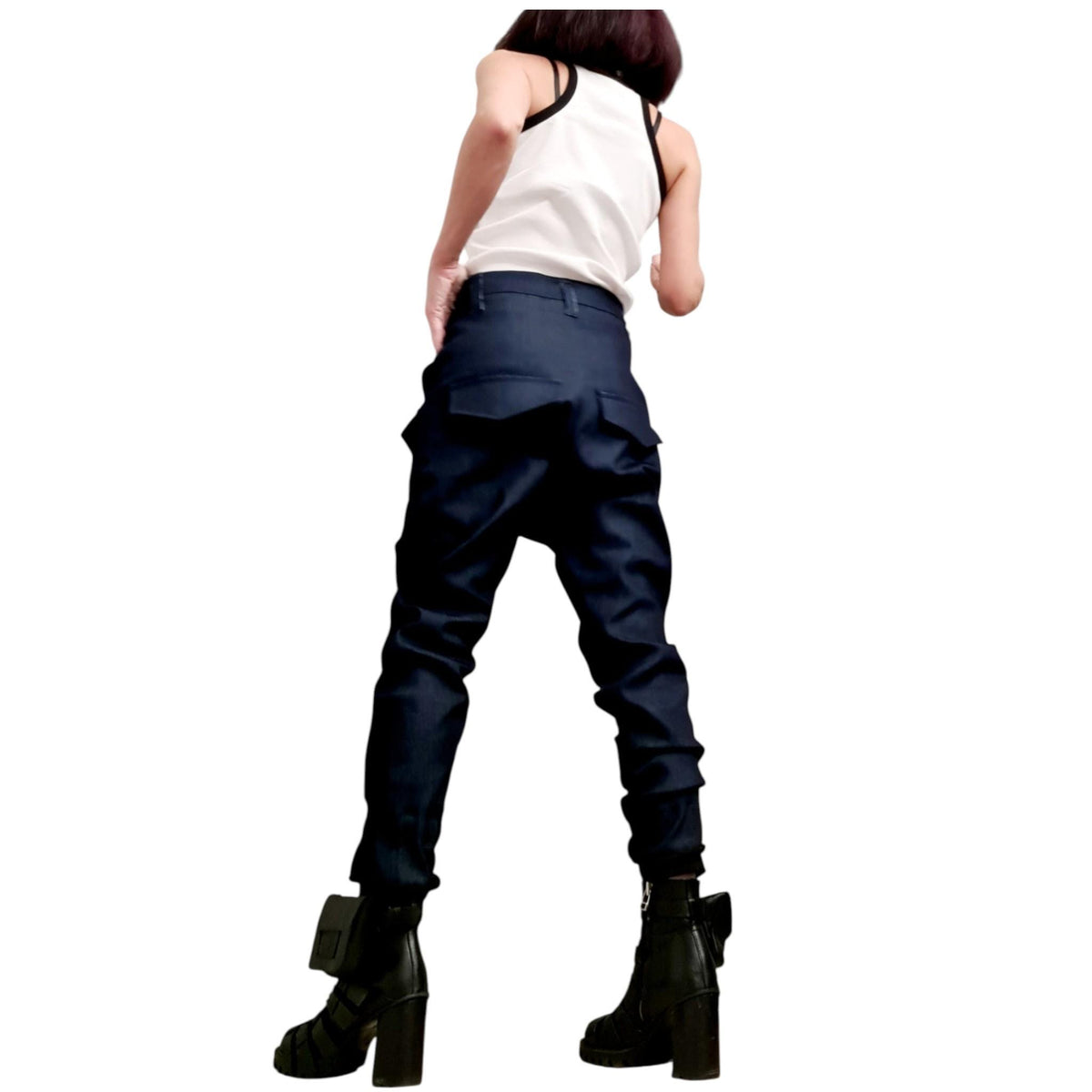 Denim Harem Pants: Urban Casual Style (Loose Fit, Pockets)