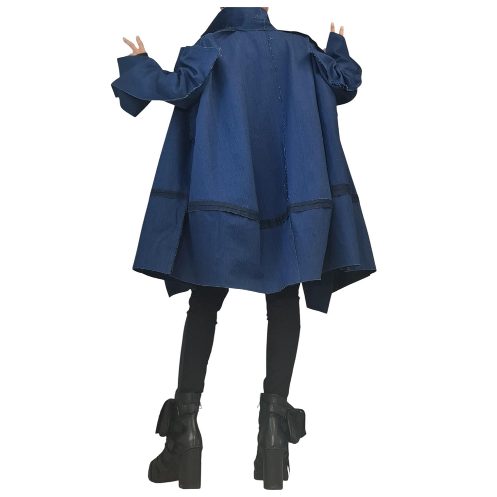Extravagant Trench coat, Denim Trench coat, Plus Size Clothing, Oversize Trench coat Statement Outerwear