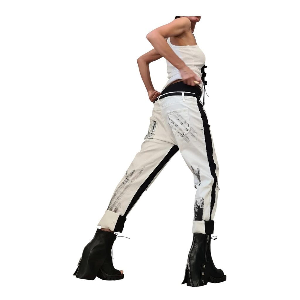 Extravagant Women Denim Pants, Avant Garde Pants, Casual Denim Harem Pants