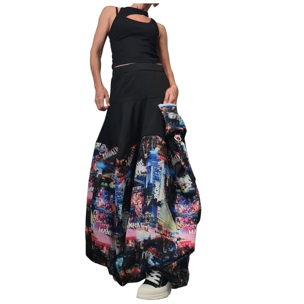 Asymmetric Skirt Dress with Print, High Circle Skirt for Women's