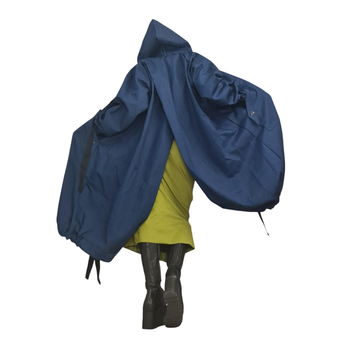 Asymmetric Long Denim Hooded Jacket for Women | Extravagant Loose Gothic Trench Style | DDP USA