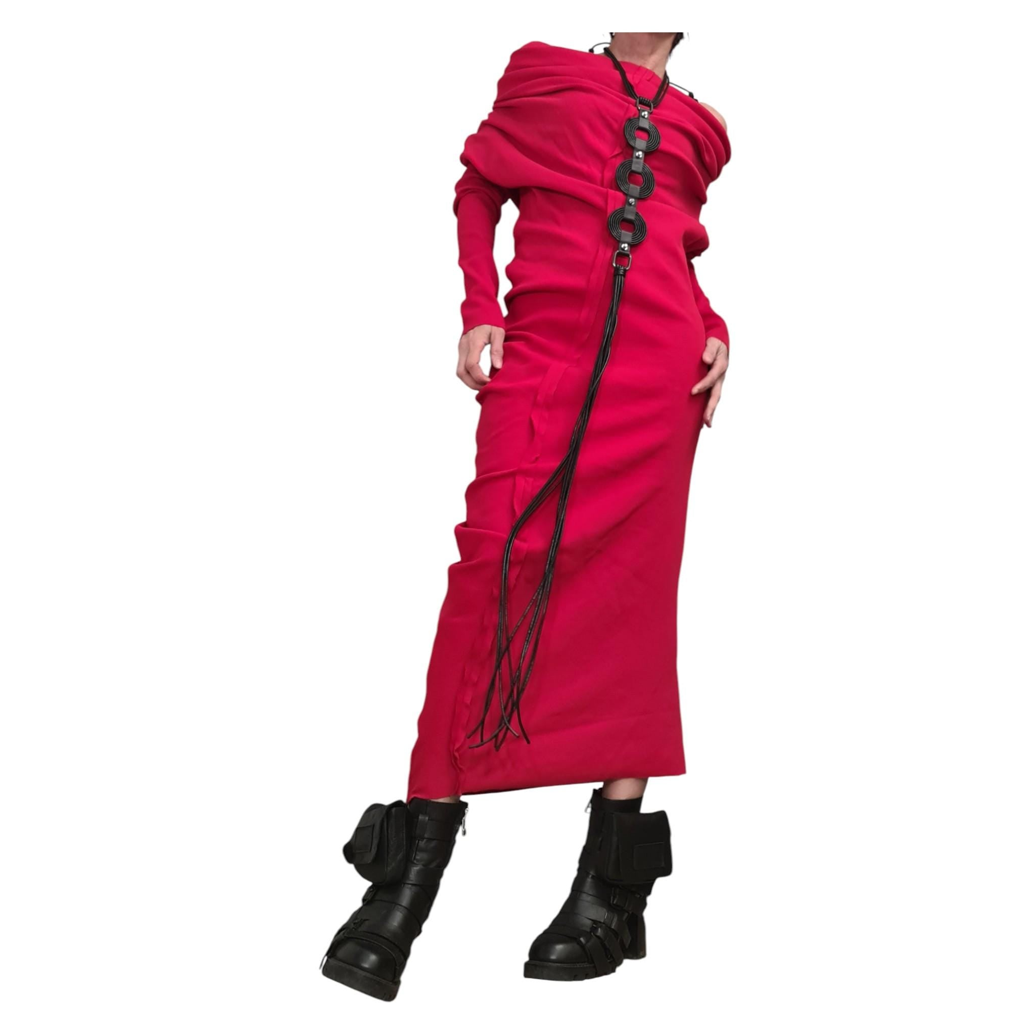 Red Asymmetric Maxi Dress, Off Shoulder Cotton Gown, Plus Size Dress for Women