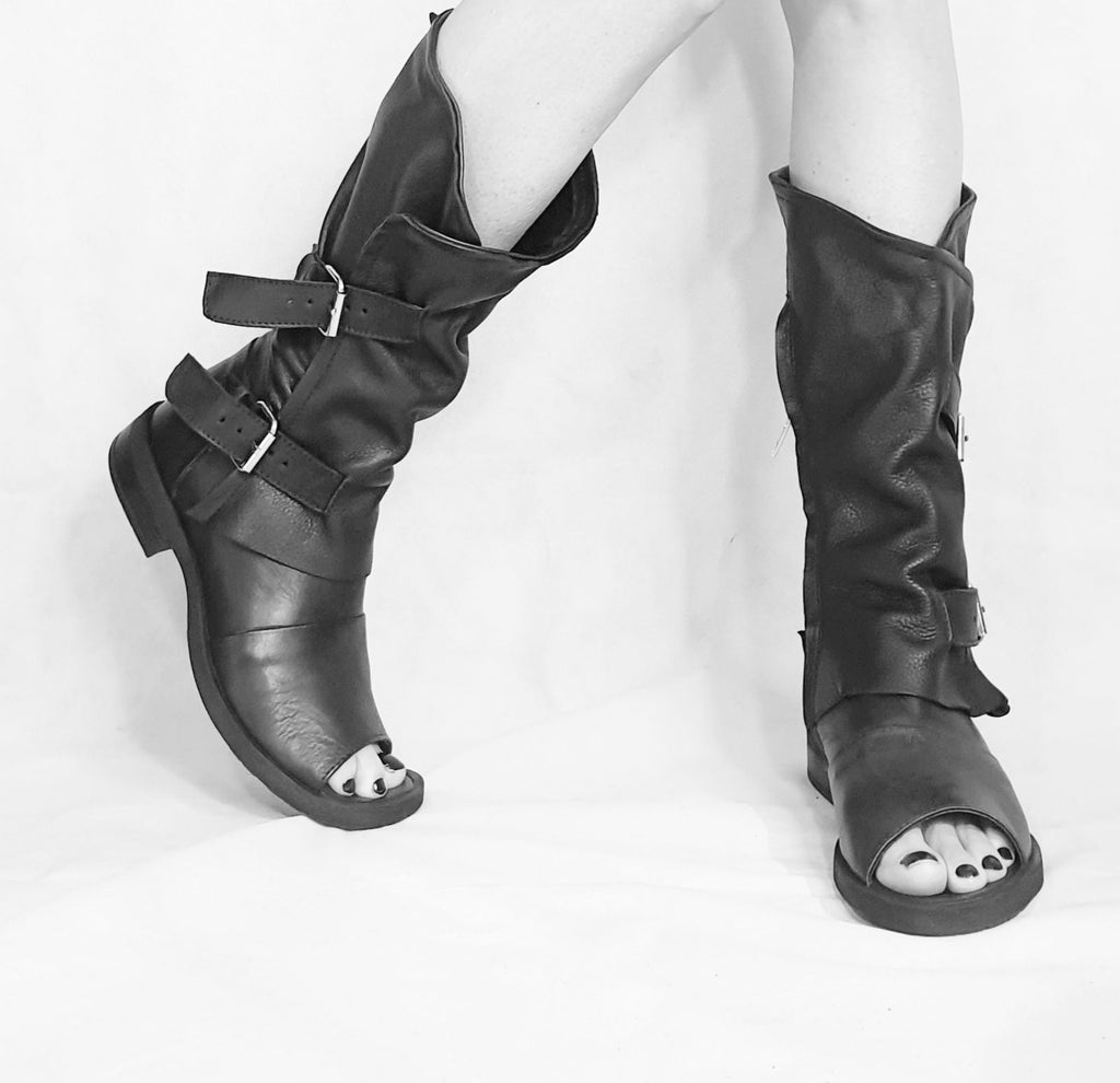 Leather Gladiator Sandals, Steampunk High Shoes, Handmade