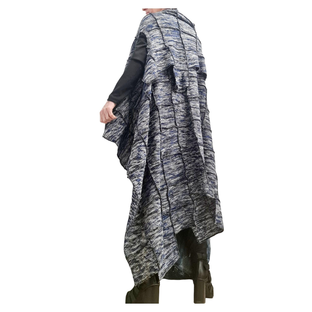 Grey Asymmetric Knitted Vest, Oversized Layered Cardigan, Plus Size Knitwear