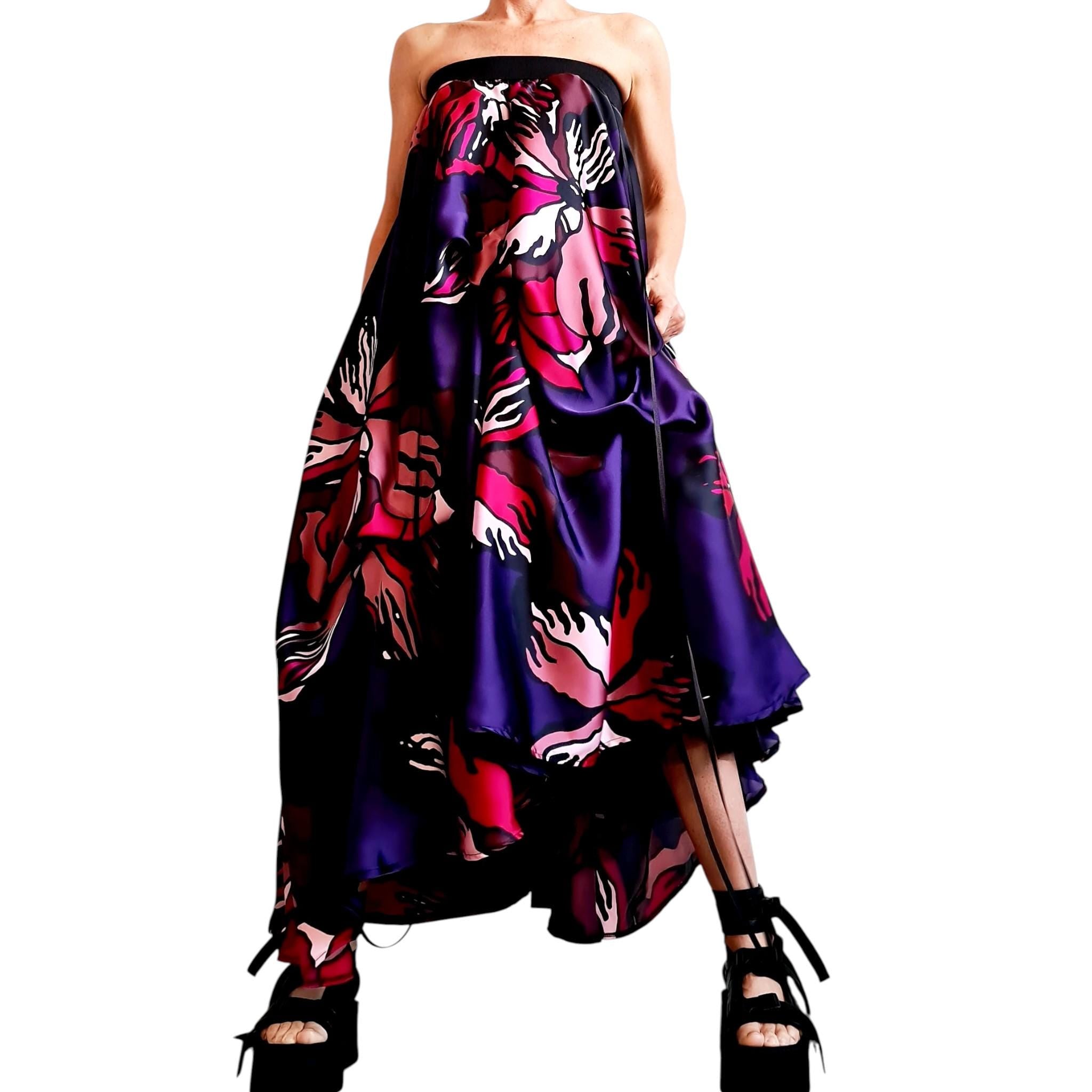 Satin Floral Tulle Bottom, Avant Garde Cocktail Artwear, Statement Party Piece