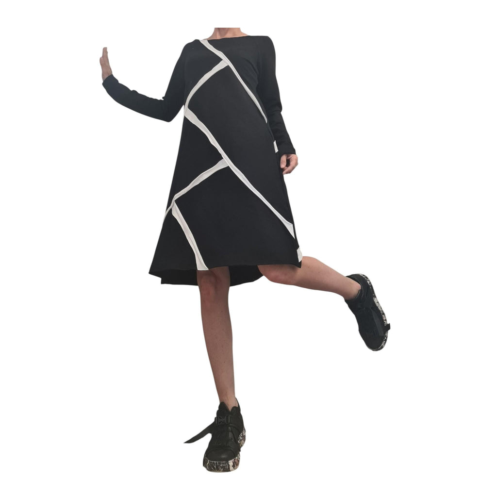 Black and White One Shoulder Dress, Plus Size Clothing