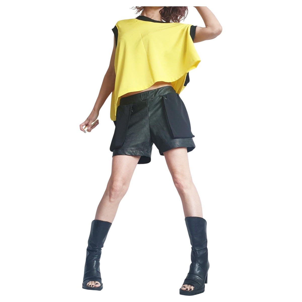 Avant Garde Yellow Skirt, Loose Maxi Asymmetric Oversize Women Clothing, Convertible Outfit