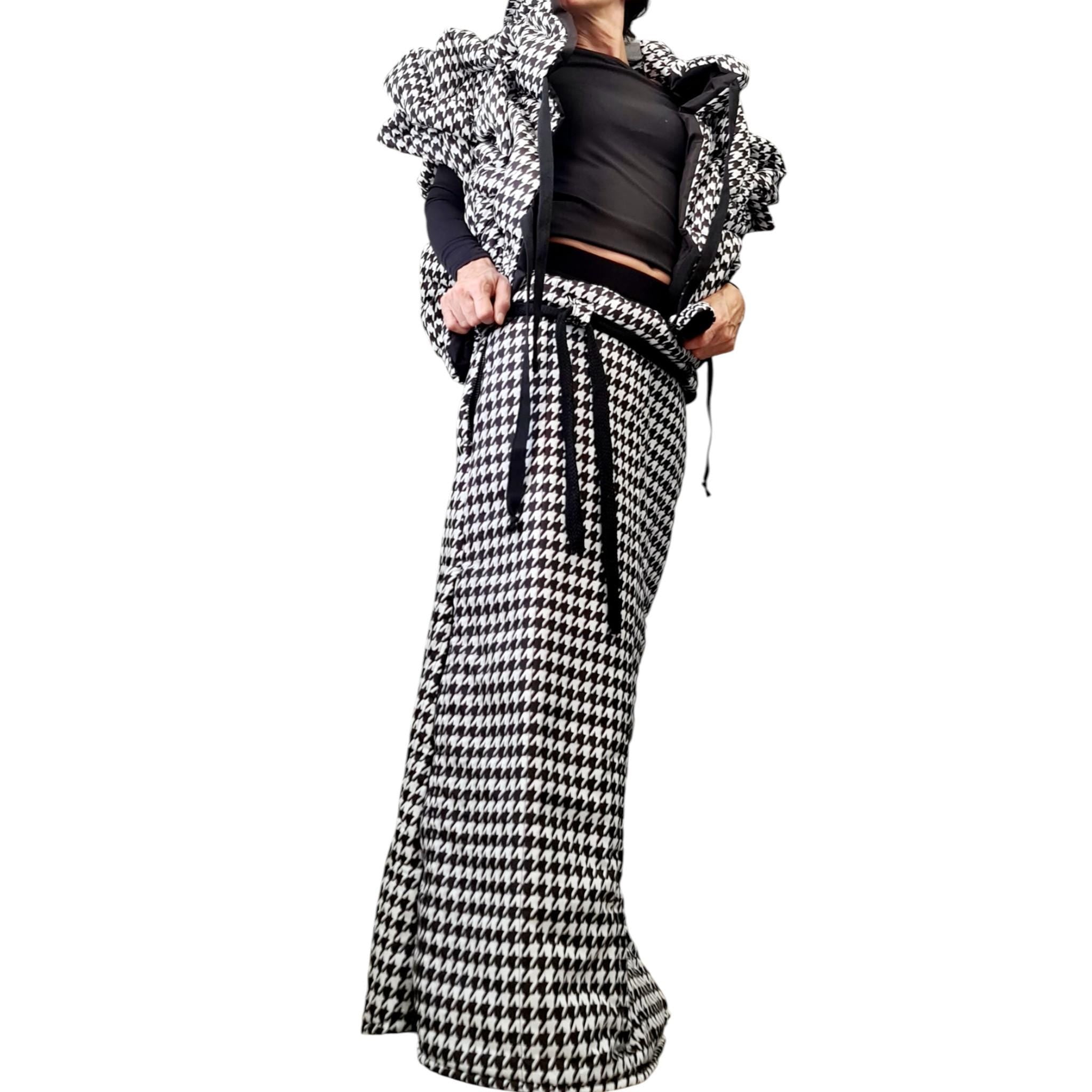 Extravagant Winter Skirt, Fashion in the mountains, Black&White, Long Winter Skirt, New collection 2025