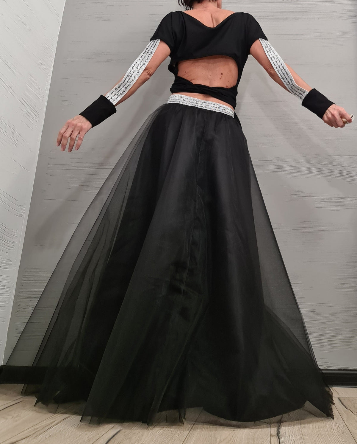 Gothic Tulle Skirt Set, Blouse and Long Skirt, Women's Cocktail Costume