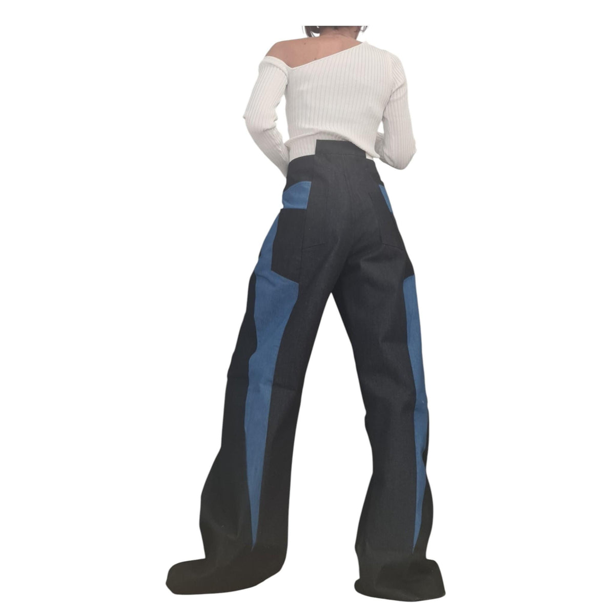 Extravagant Asymmetrical Denim Pants, Deconstructed Streetwear Bottoms