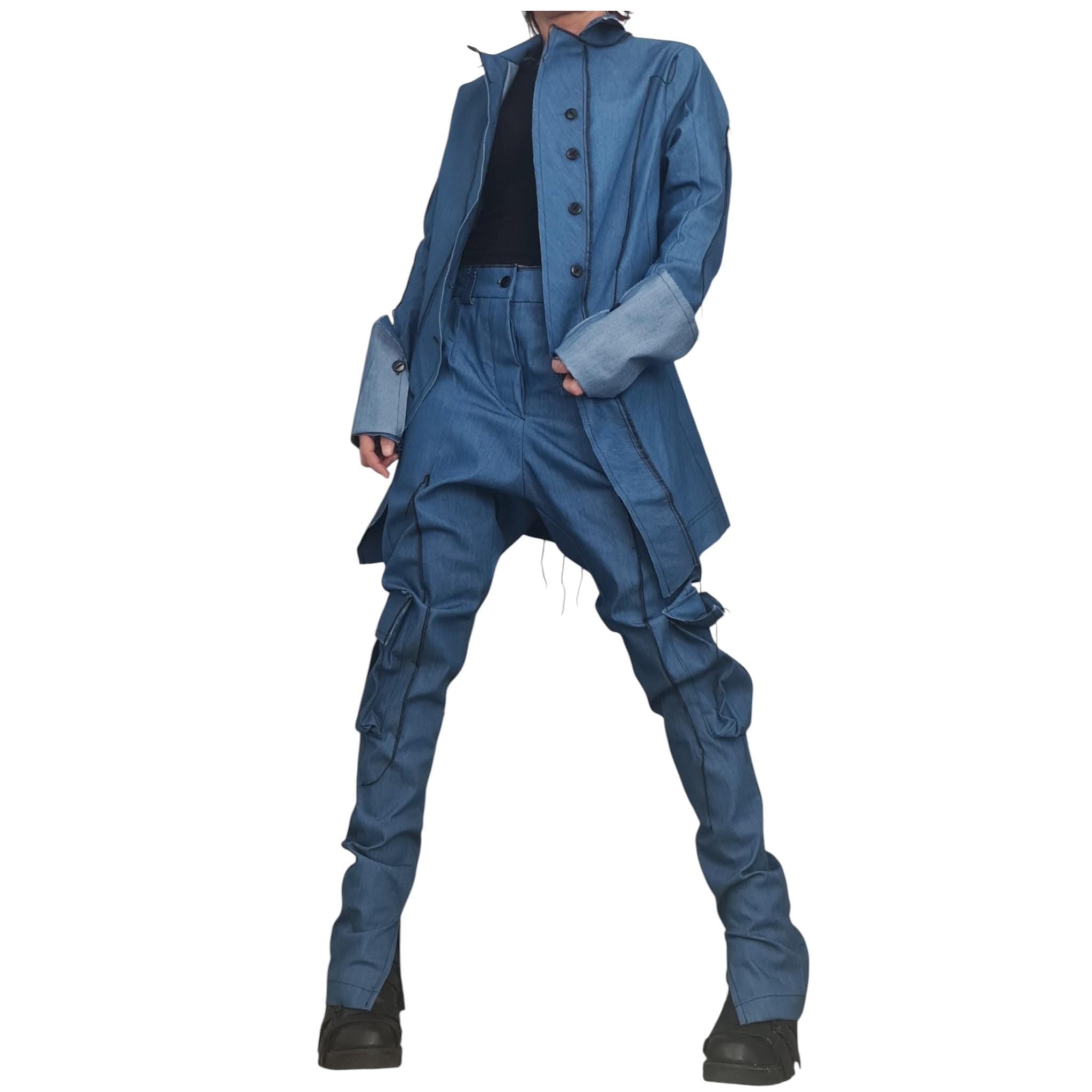 New collection Extravagant Denim Women Jacket, Asymmetric Avant Garde Blazer, Deconstructed Futuristic Clothing