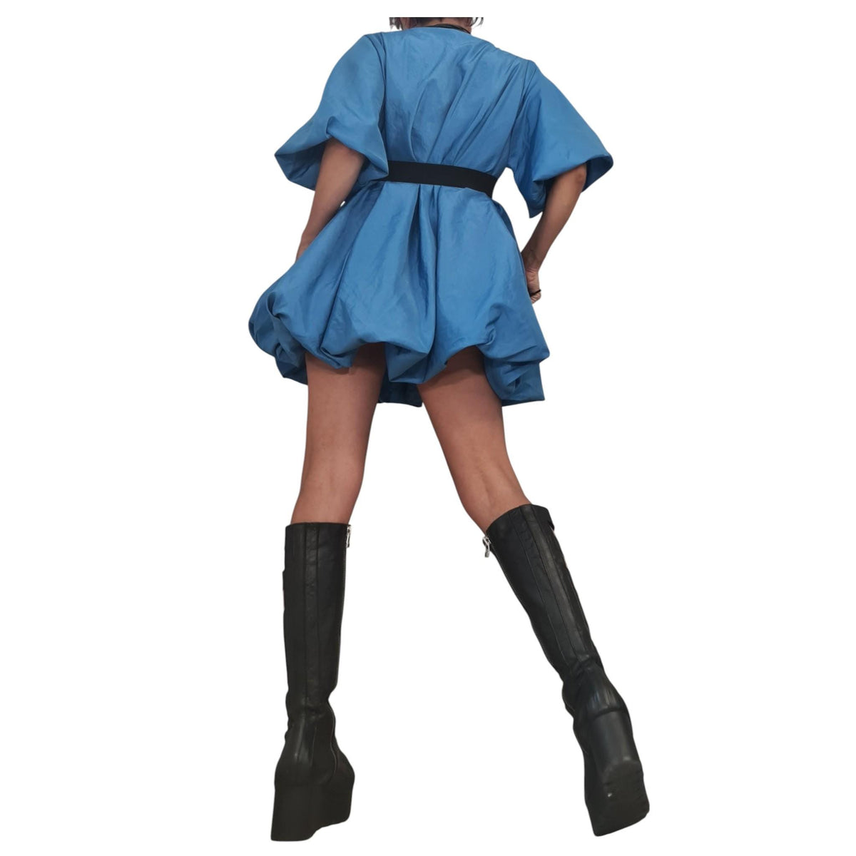 Blue Taffeta Tunic, Loose Oversized Fit, Party Dress