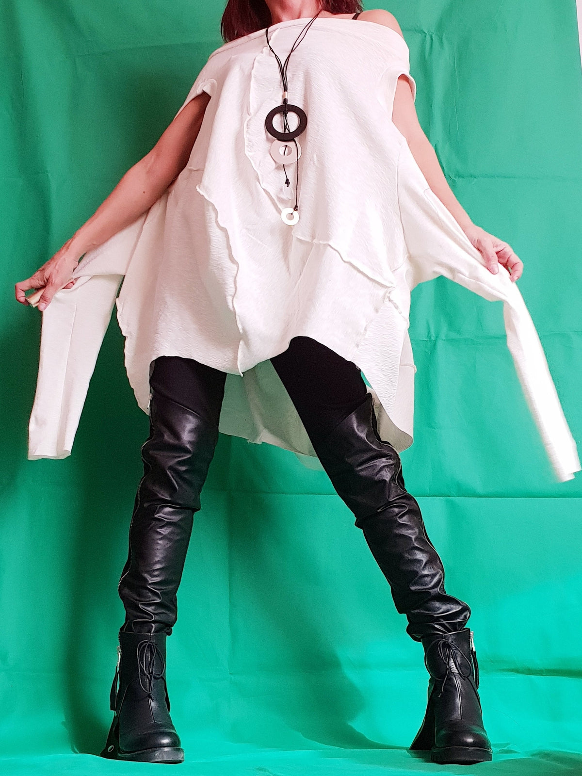 Asymmetrical Cotton Tunic, Avant Garde Oversize Top, Loose Deconstructed Gothic Blouse, Long Short Sleeve