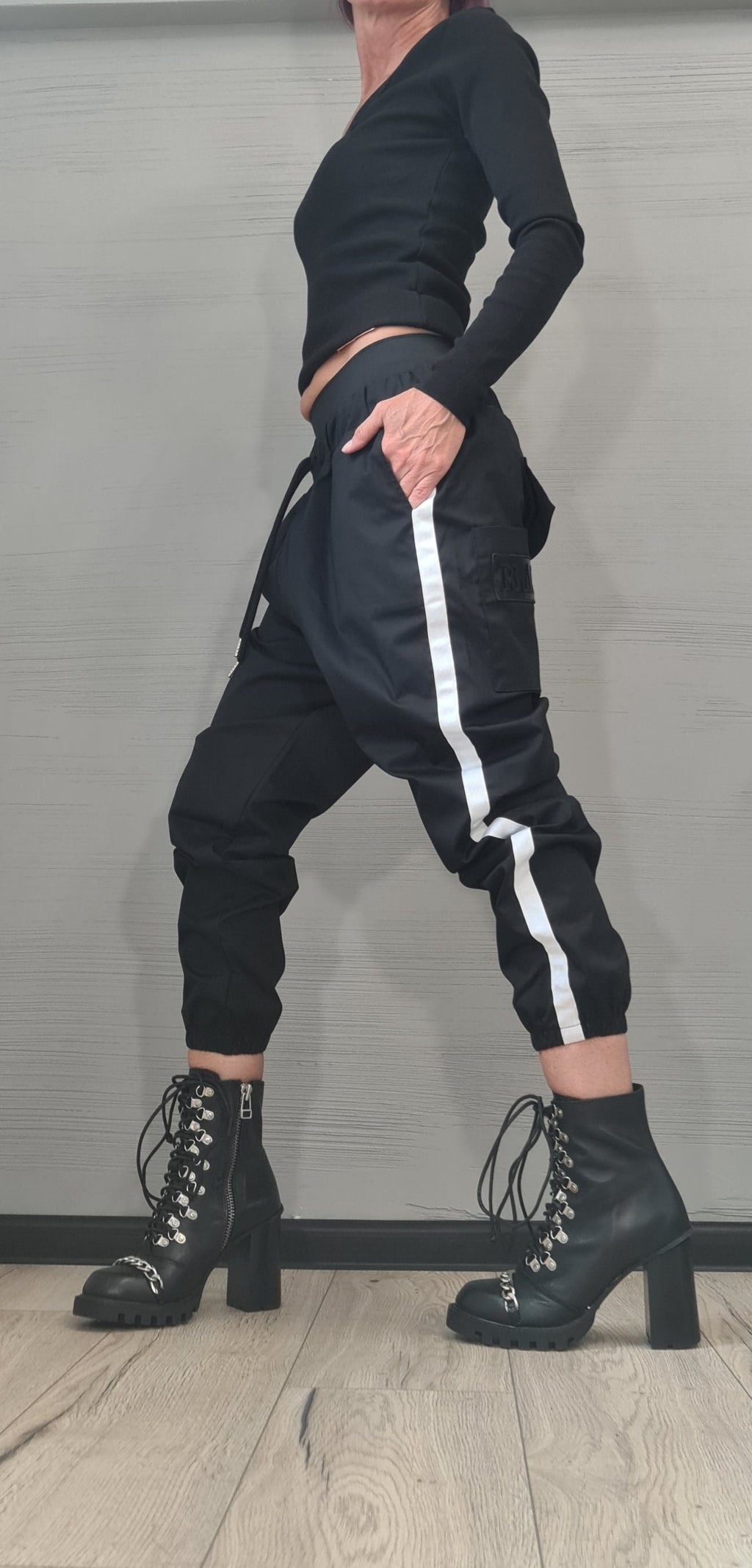 Black Designer Pants, Avant Garde Gothic Cotton Trousers