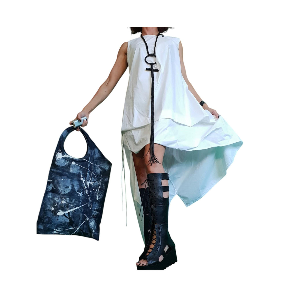 White Asymmetric Dress, Plus Size Clothing, Oversize Tunic