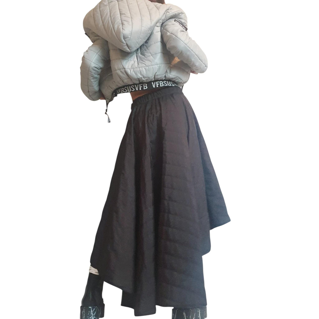 Cropped Hooded Puffer Jacket, Oversized Big Hood Bomber, Quilted Winter Outerwear
