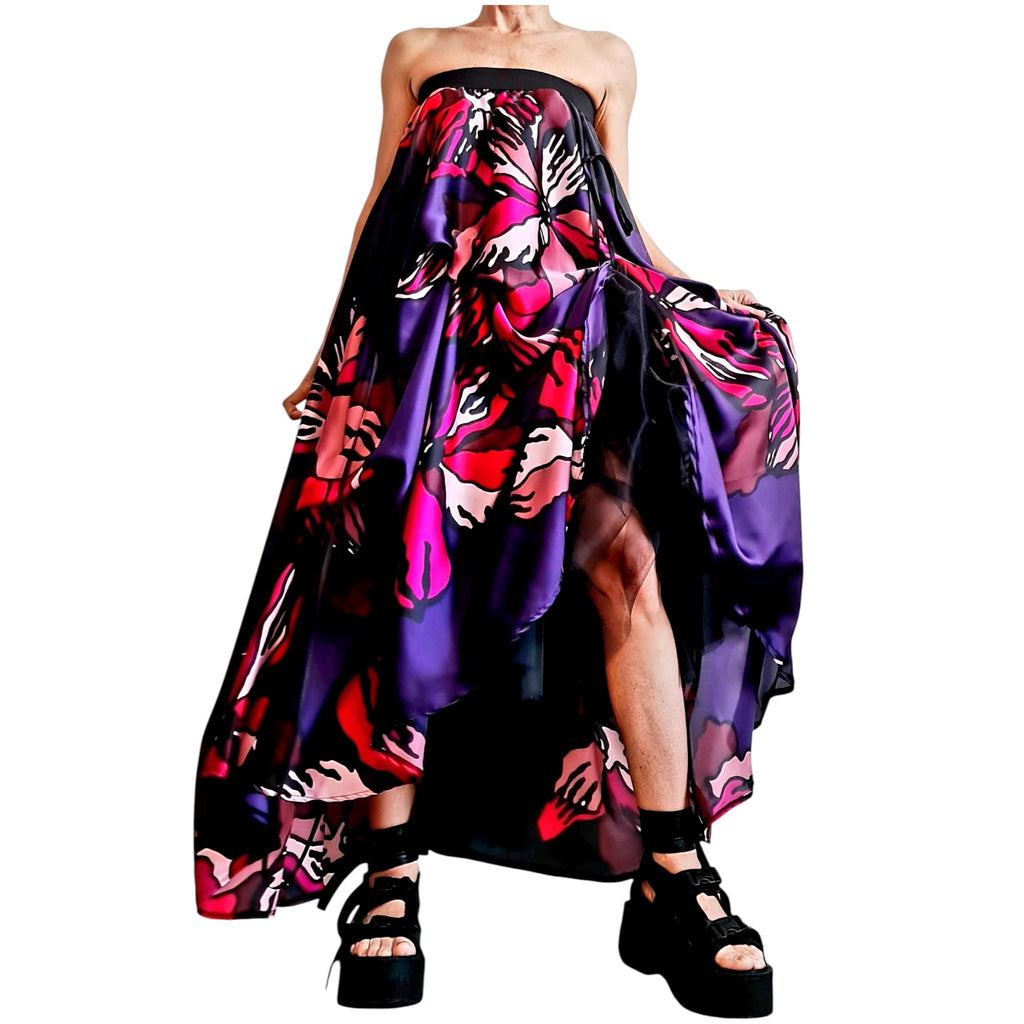 Satin Floral Tulle Bottom, Avant Garde Cocktail Artwear, Statement Party Piece