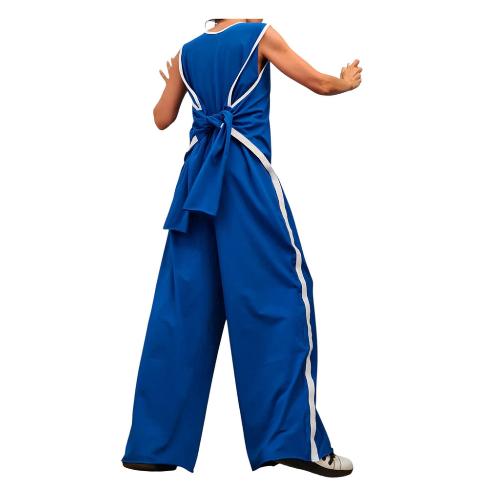 Red Cotton Harem Jumpsuit, Wide Leg Overall, With and without sleeve