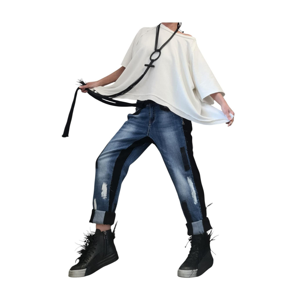 Extravagant Asymmetric Top, Loose Blouse, Oversize Tunic, Avant Garde Blouse Open back