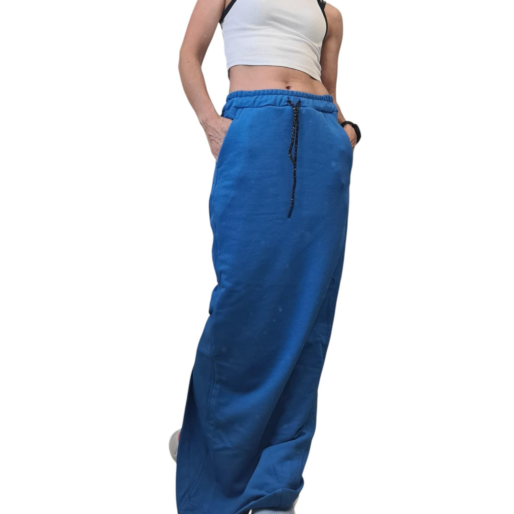 Extravagant Skirt, A Line Skirt, Women's Maxi Skirt with Pockets, Sporty Cotton Skirt,Skirt interesting back cut with overlap, Sexy Skirt