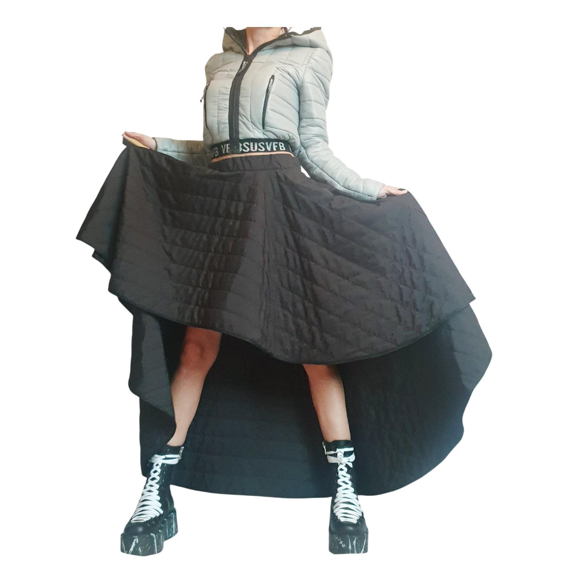 Cropped Hooded Puffer Jacket, Oversized Big Hood Bomber, Quilted Winter Outerwear