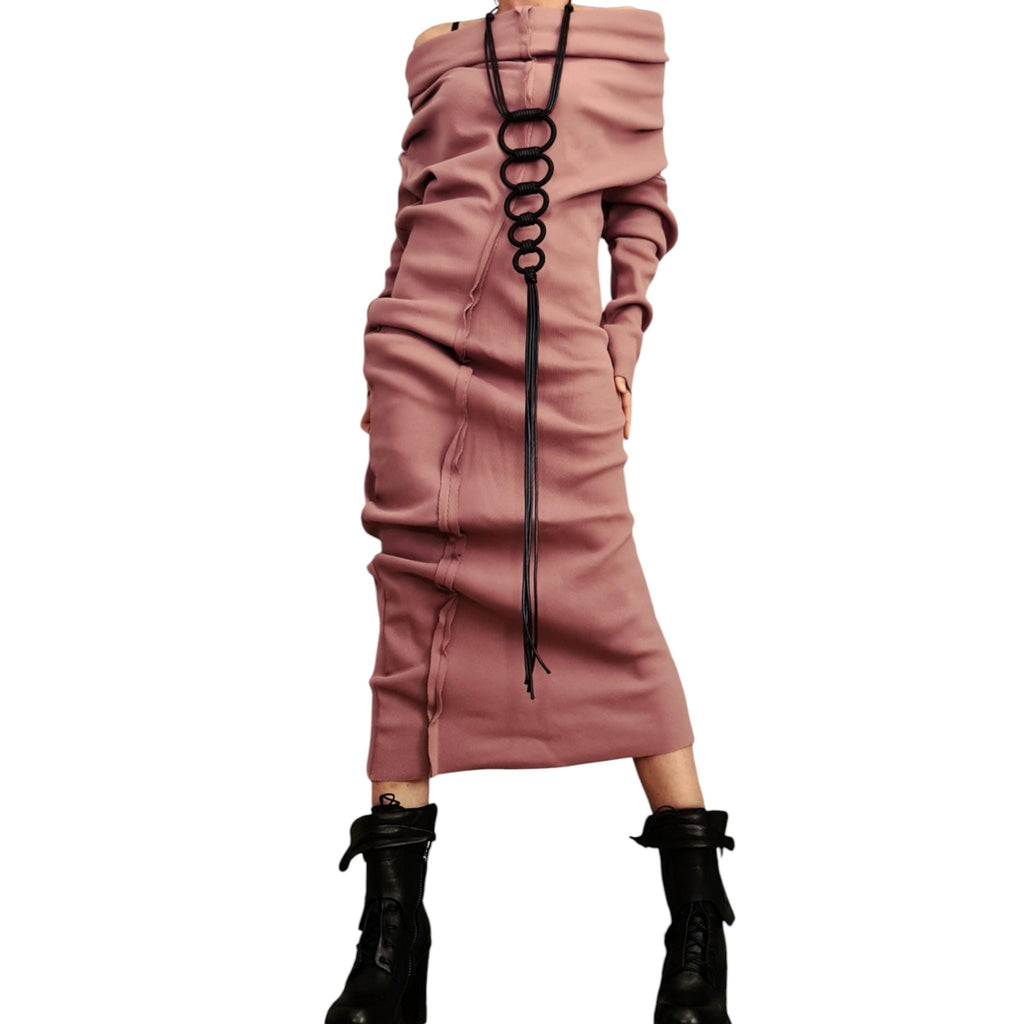 Asymmetric Cotton Dress, Avant Garde Blouson, Long Sleeve, Plus Size Clothing