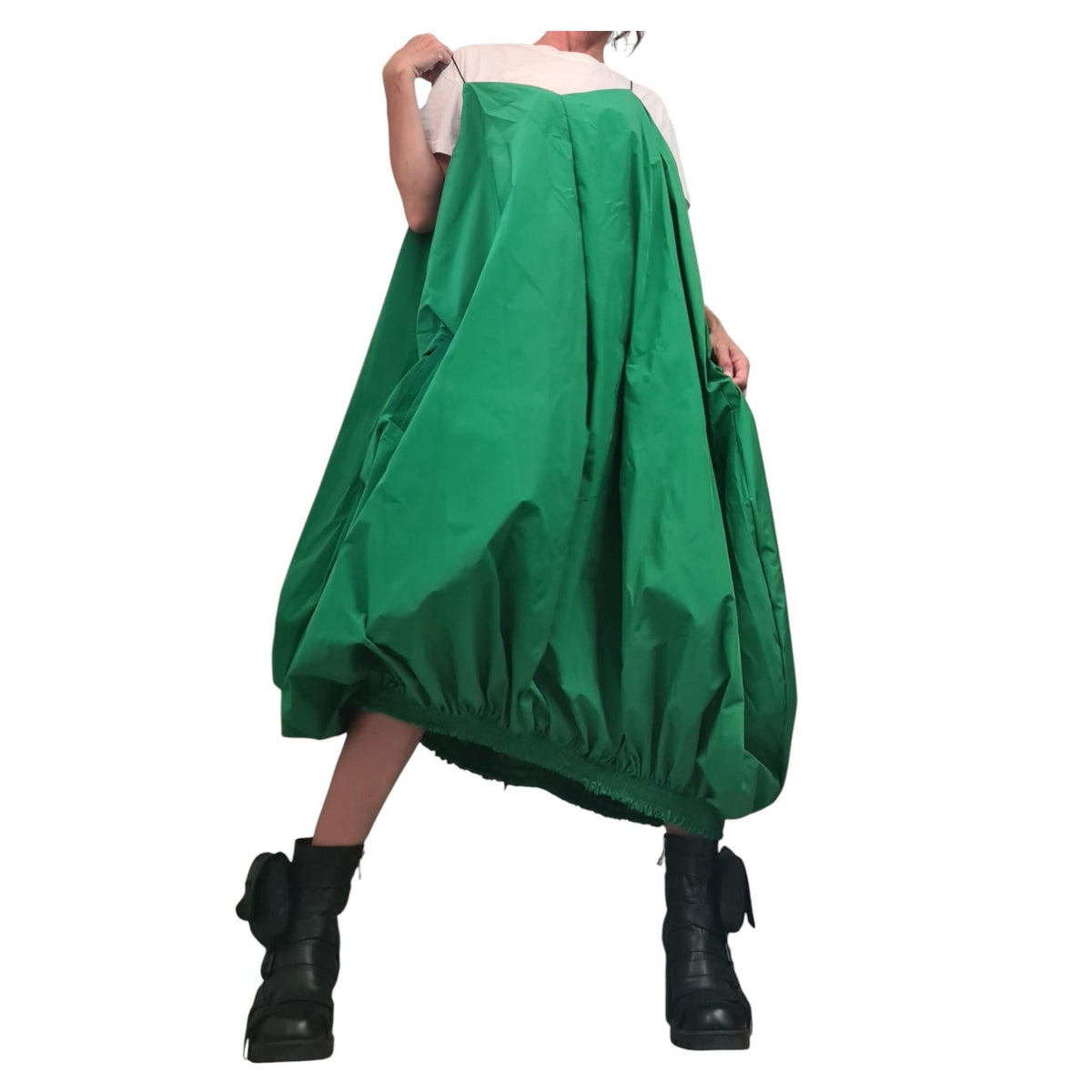 Green Long Short Loose Dress, Asymmetric Jumper Dress, Overall Tunic