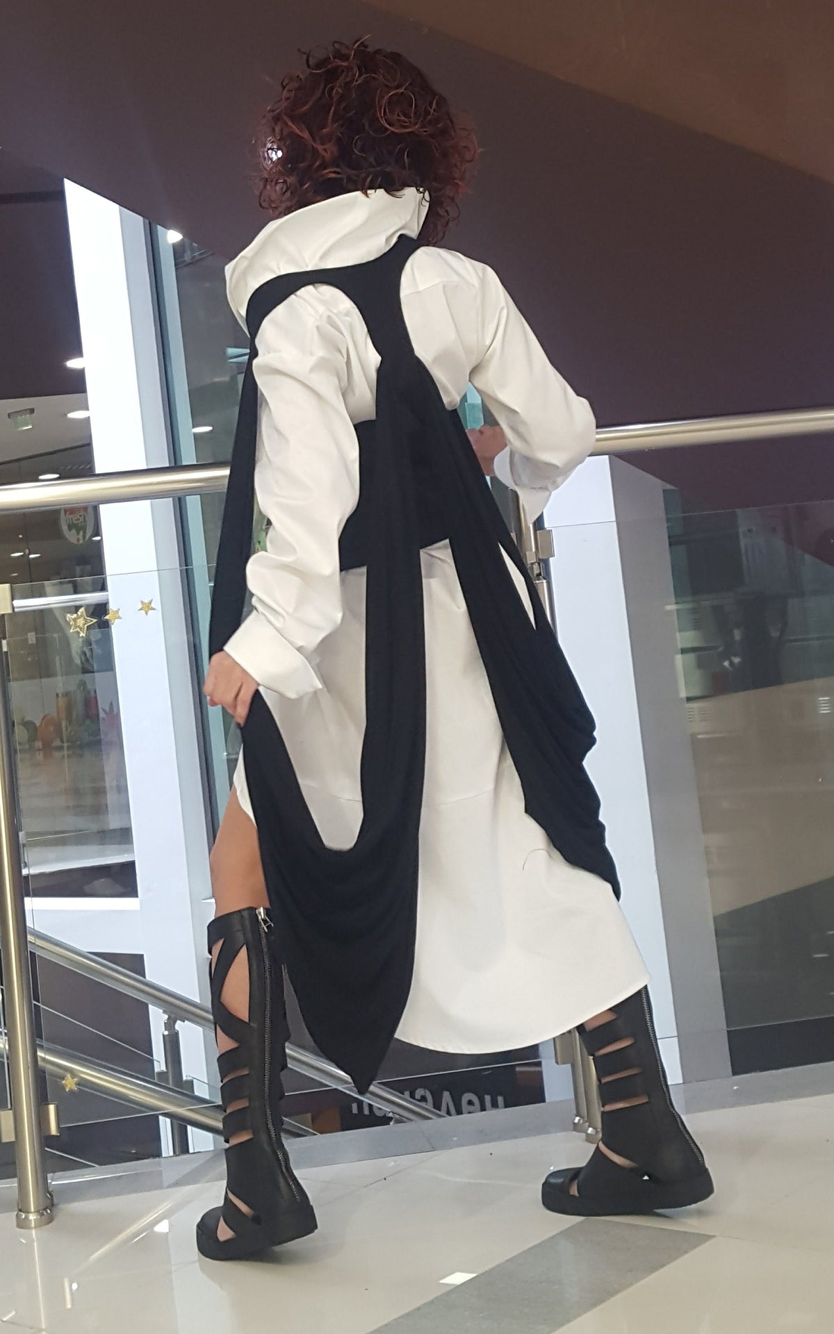 Black Asymmetrical Maxi Vest, Fitted Sleeveless Top, Long Draped Side Panels
