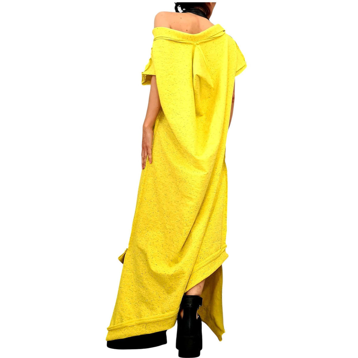 Asymmetric Maxi Dress: Loose Cotton Plus Size (One Shoulder)
