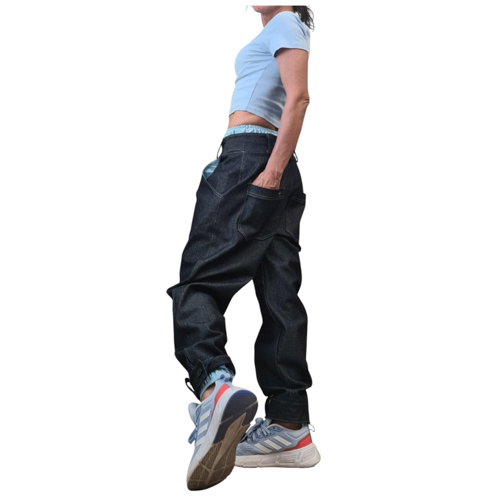 Extravagant Denim Harem Pants, Avant Garde Women's Trousers