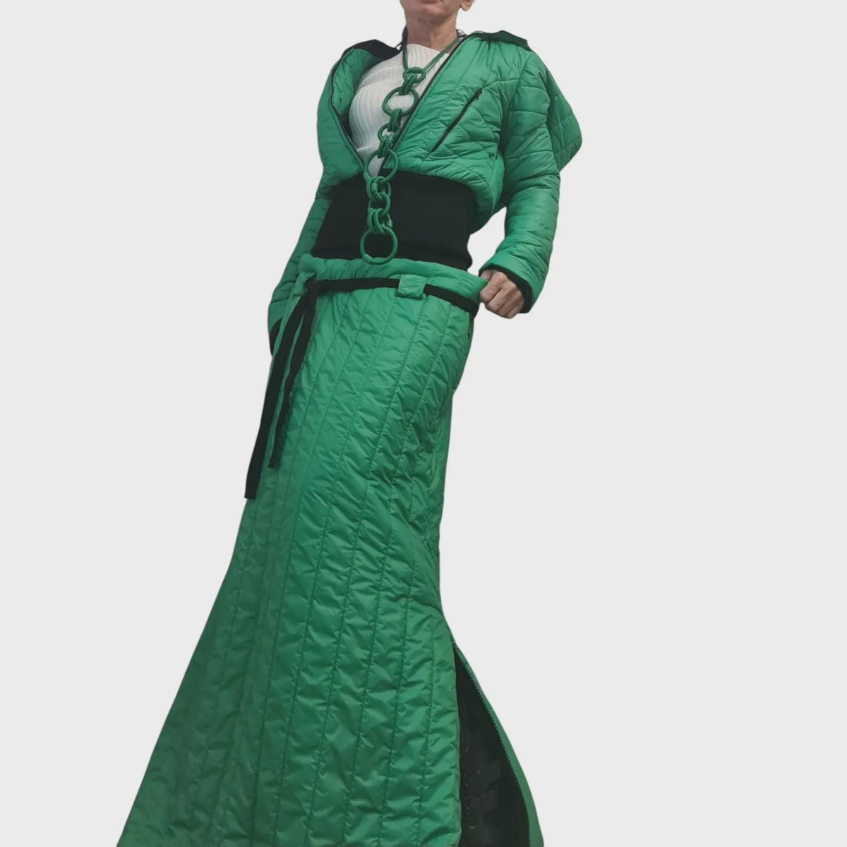 Extravagant Houndstooth Winter Maxi Skirt, Mountain Fashion, Black White Collection
